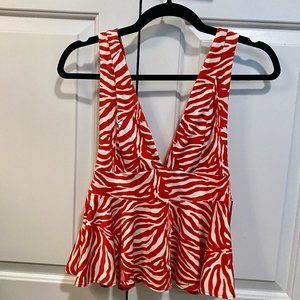 Urban Outfitters Deep-V Neck Zebra Red Tank Top